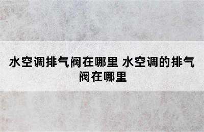 水空调排气阀在哪里 水空调的排气阀在哪里